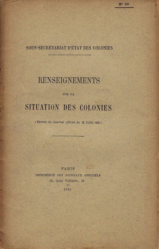 Renseignements sur la situation des Colonies. Affaire QUIQUEREZ 