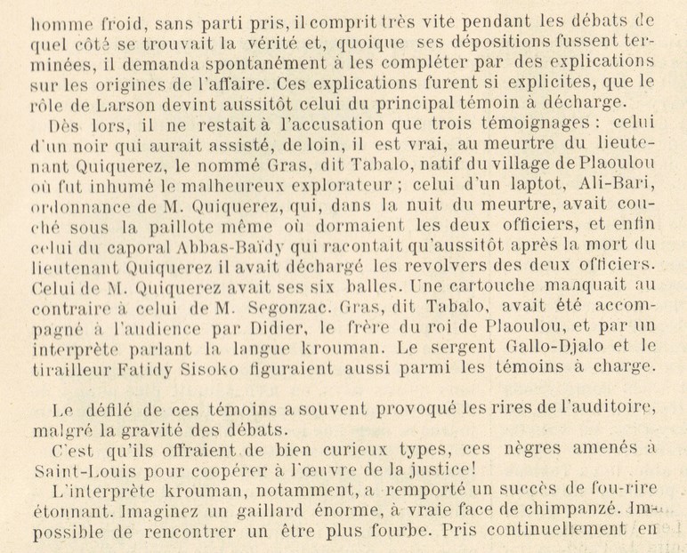 Saint-Louis du Sénégal - Procès de Segonzac (affaire Quiquerez-de Segonzac. 1891-1893)