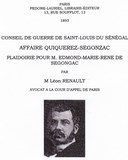 PLAIDOIRIE PAR Me RENAULT POUR DE SEGONZAC - AFFAIRE QUIQUEREZ 1891