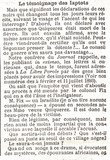 LA LIBRE PAROLE Mardi 10 Octobre 1893 (Affaire QUIQUEREZ - de SEGONZAC 1891-1892)